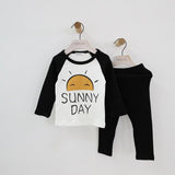 birthday tee Boys and girls clothing set autumn pajamas set female baby two-piece pajamas children's clothing tide