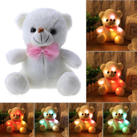 Lovely Kids Toy Sound Recording Glowing Bear Colorful Luminous Stuffed Plush Gift Baby Sleeping Doll Glow in the Dark Plush Bear