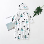 Baby Gowns Newborn Girls Boys Cartoon Pattern Sleeping Clothes Cotton Sleepwear Gown Robes Clothes With Hat