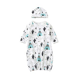 Baby Gowns Newborn Girls Boys Cartoon Pattern Sleeping Clothes Cotton Sleepwear Gown Robes Clothes With Hat