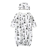 Baby Gowns Newborn Girls Boys Cartoon Pattern Sleeping Clothes Cotton Sleepwear Gown Robes Clothes With Hat